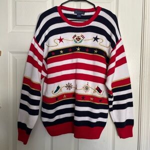 Vintage Charter Club Striped Sweater - Red, White, and Blue size Large